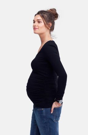 Isabella Oliver The Scoop Maternity Top in Black at Nordstrom, Size 2