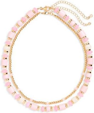 Nordstrom Rack 2-Pack Assorted Beaded Necklace Set in Pink Multi- Gold at Nordstrom Rack