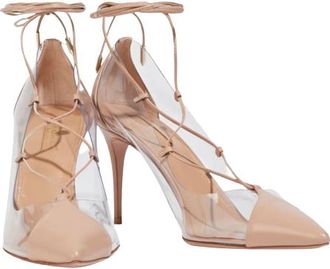 Aquazzura Magic 105 Lace-up Leather And Pvc Pumps Size 40