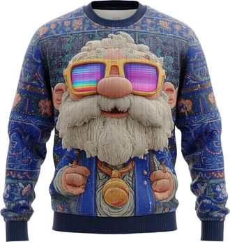 Generic Mens Christmas Jumpers Christmas Jumpers for Men UK 3D Santa Claus Novelty Knitted Xmas Sweater Casual Crew Neck Long Sleeve Jumper Tops Funny Ugly Me