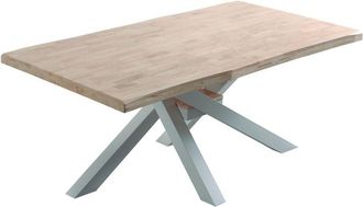 Home Heavenly Home Heavenly - Mesa Comedor Industrial Gael, Madera De Roble Y Patas Metal Cruzadas. 180 X 100 Cm Color: Roble Nordish - Blanco