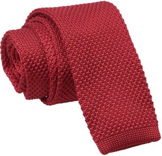 DQT Premium Knitted Polyester Plain Solid Burgundy Mens Fashion Casual Business Skinny Narrow 5cm Tie Necktie