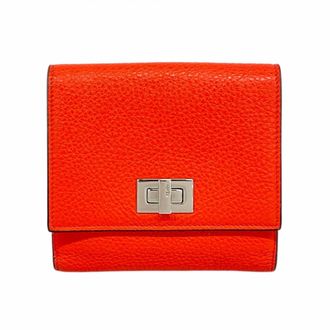 Fendi Red Color Leather Wallet (Bi-Fold) (Pre-Owned)