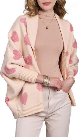 Saachi Heart Open Front Cardigan in White Pink at Nordstrom Rack