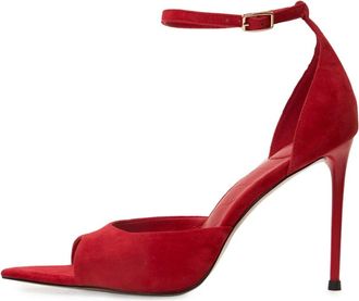 Cesare Gaspari Pumpsandalen met puntige neus - Dames - Sandalen met hakken - Rood - 38 EU - Leer - Schoenen
