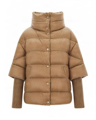 Herno Beige Quilted Mock Collar Jacket