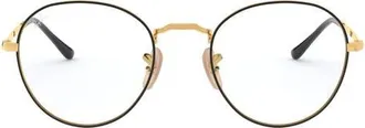 Ray-Ban 49mm Round Optical Glasses in Gold Black at Nordstrom
