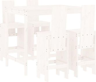 vidaXL 5 Piece Garden Bar Set White Solid Wood Pine Vidaxl