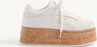 Valentino Garavani Freedots Xl Calfskin And Cork Sneaker Woman WHITE 38.5