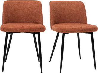 Miliboo Miliboo - Set De 2 Sillas De Tejido Efecto Aterciopelado Texturizado Terracota Y Metal Negro Monti