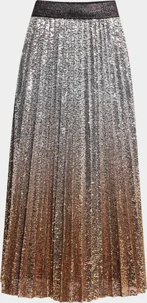 Le Superbe Belinda Pleated Sequined Midi Skirt