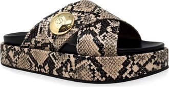 Shushop Katie Platform Slide Sandal in Snake at Nordstrom, Size 8.5