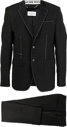 Philipp Plein contrast-stitching single-breasted suit - men - Acetate/Polyester/Spandex/Elastane/Viscose/Wool - 46 - Black