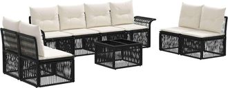 vidaXL Conjunto De Sof&aacute;s De Jard&iacute;n 9 Uds. Negro Rat&aacute;n Sint&eacute;tico Vidaxl