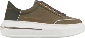 Alexander Smith Lancaster Donna in militair groen su&egrave;de en rubberen leren hak - Dames - Sneakers - Bruin - 36 EU - Su&egrave;de - Schoenen
