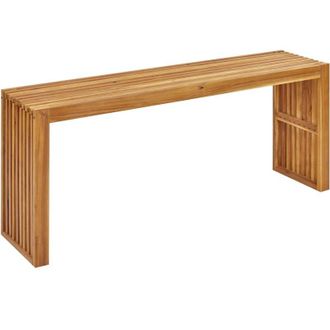 Beliani Tavolo da pranzo rustico moderno da giardino per interni e per esterni 150 x 35 cm in legno di acacia chiaro Bellano