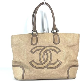 Chanel Beige Leather Shoulder Bag Tote Bag (Pre-Owned)