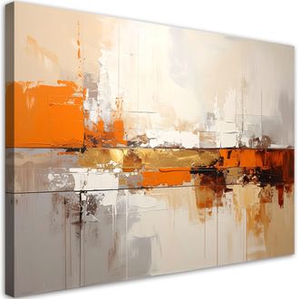 Feeby Cuadro Sobre Lienzo, Abstracci&oacute;n Moderna Naranja, 120x80