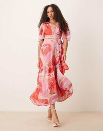 GRACE KARIN Abito Donna Elegante - Chiffon Maniche Lunghe, Gonna A Balze, Vita Elastica, Taglio A - 4