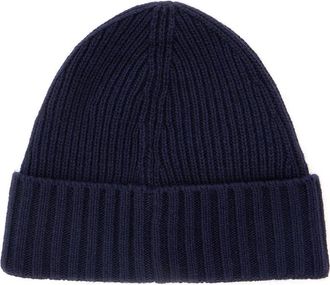 Stone Island Boys Blue Beanie With Logo Patch Virgin Wool Hat