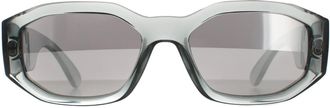 Versace rechthoek unisex transparant grijs licht grijs zilveren spiegel ve4361 zonnebril