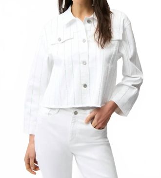 Joseph Ribkoff Rhinestone Embellished Denim Jacket In White