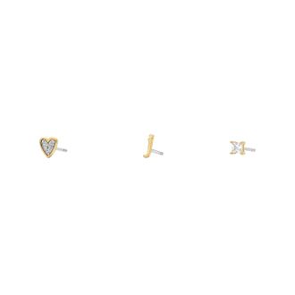 Fossil Womens Initials Gold-Tone Brass Stud Earring Set