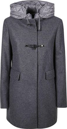 Fay Short Dark Grey Coat With Quilted Hood