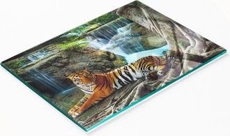 OEM Tabla De Servir De Cristal Para Cocina Con Estampado De Cascada De Tigre, 80x52 Cm