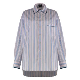 Etro Overhemden, Dames, Veelkleurig, 3Xs, Katoen, Gestreept poplin overhemd