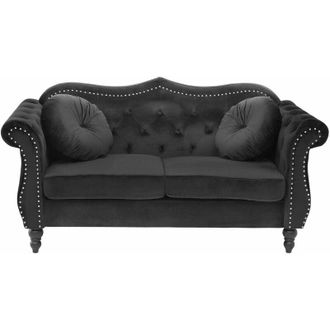 Beliani Beliani - Divano in Velluto Nero 2 posti con Cuscini Stile Chesterfield Retr&ograve; Skien