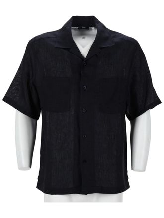 Herno Blue Short-Sleeved Linen Casual Shirt