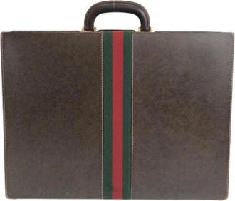 Gucci Pre-owned Handbags, male, Brown, Size: ONE SIZE Pre-owned Sheline Leather Briefcase