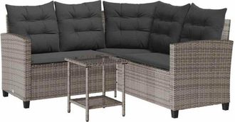 vidaXL Sof&aacute; De Jard&iacute;n En Forma De L Con Mesa Y Cojines Rat&aacute;n Pe Gris Vidaxl