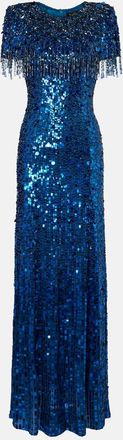 Jenny Packham Vestido de fiesta adornado con flecos