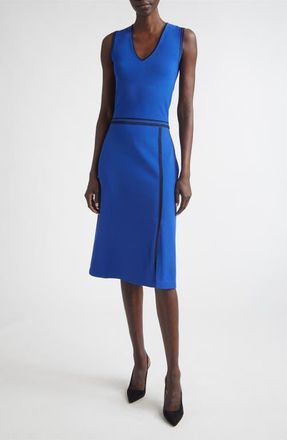 St. John Vanna Roma Crepe Knit Sleeveless Midi Dress in Cobalt/midnight at Nordstrom, Size Medium