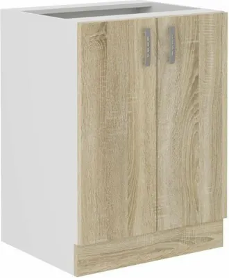 OEM Meuble Bas Sara - 2 Portes - D&eacute;cor Chene Sonoma - L60xp48xh82 Cm - Plan De Travail Non Inclus - Fabriqu&eacute; En Pologne