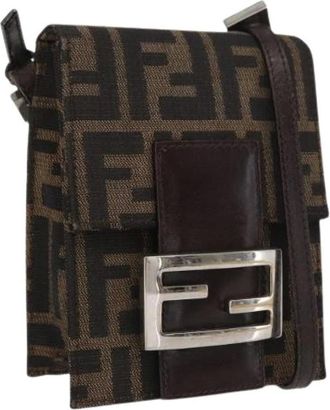 Fendi Pre-owned Cross Body Bags, female, Brown, Size: ONE SIZE Pre-owned Canvas Cross Body Bag