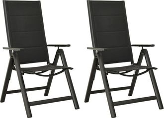 vidaXL Sedie Giardino Pieghevoli 2 pz Textilene e Alluminio Nere vidaXL