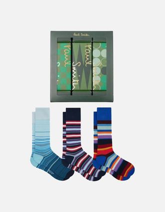 Paul Smith Mens Paul Smith 3-Pack Navy Cracker Gift Set Socks, Blue/Multi Coloured
