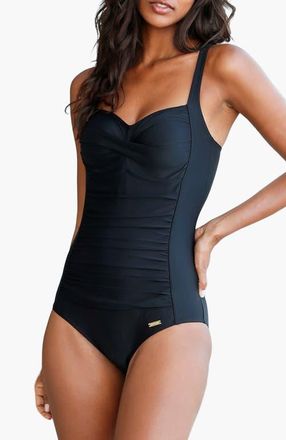 Lascana Womens Ruched Tummy Control One Piece Size 42B in Black at Nordstrom, Size 40