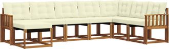 vidaXL Conjunto De Sof&aacute;s De Exterior 8 Uds. Natural Y Crema Vidaxl