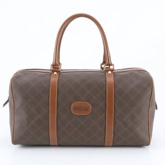 Bally Brown Leather Coated Canvas Boston Bag Tote Bag (Pre-Owned)