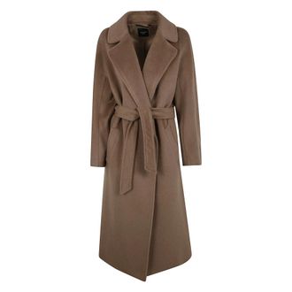 Max Mara Jassen, Dames, Bruin, M, Dubbelbreasted jas in Tempera-stijl