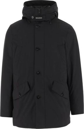 Woolrich Jassen, Heren, Zwart, 2Xl, Nylon, Stretch Nylon Hooded Parka Jas