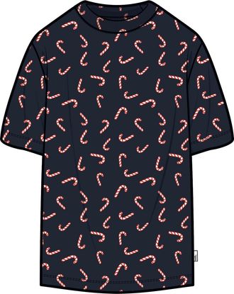Only & Sons T-Shirt ONLY & SONS ONSKLAUS REG SS TEE, Herren, Gr. L, schwarz navy aop:candy cane, Jersey, Obermaterial: 100% Baumwolle, bedruckt, regular fit, Rund