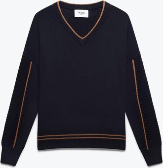Wax London Mens Clarence V Neck Jumper In Navy