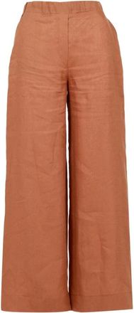 Gran Sasso Wijde Broek - Dames - Wijde Broeken - Bruin - L - Linnen - Broeken