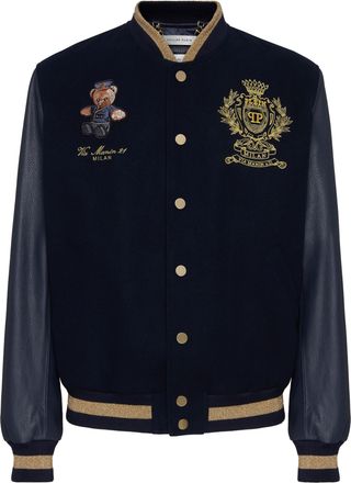 Philipp Plein Leren Bomber Teddy