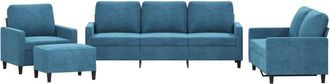 vidaXL Juego De Sof&aacute;s Con Cojines 4 Piezas Terciopelo Azul Vidaxl